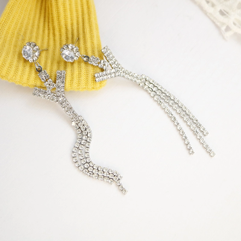 Стерлингов Tassel серьги S925 Silver Earring шпильки с длинной цепи