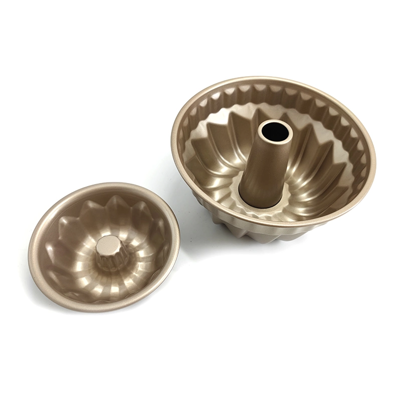 ODM&OEM S/L Sizes Golden Non Stick Aluminum Kugelhopf Cake Pan Pound Bundt Cake Tin Mold Cake Baking Tube Pan