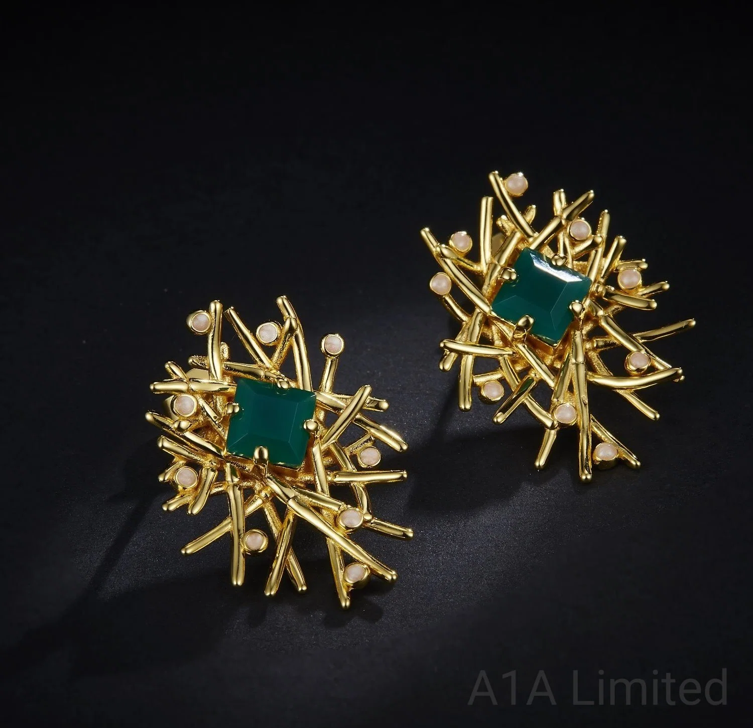 Fashion Jewelry Emerald Gemstone Ear Studs 925 Sterling Silver Designer Jewellery Enamel Gem Stud Earrings for Women
