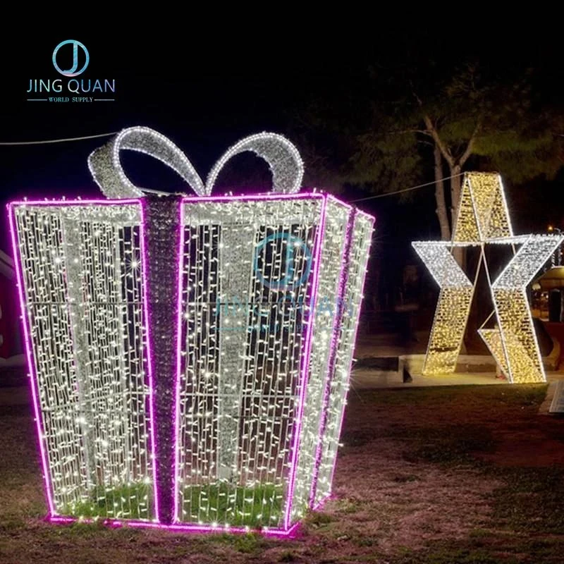 Рождественские праздничные украшения Подарочный ящик мигающий мотив Светлый амузимент Декор выставки стояночных фонарей