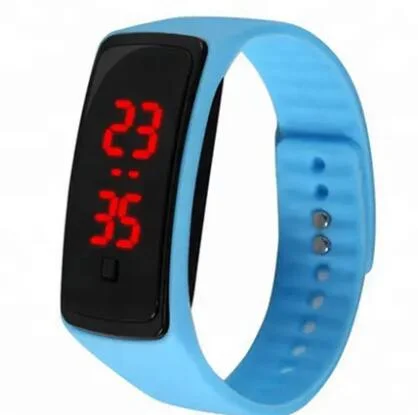 Black Mirror and Colorful LED Silicone Bracelet Electronic Watch