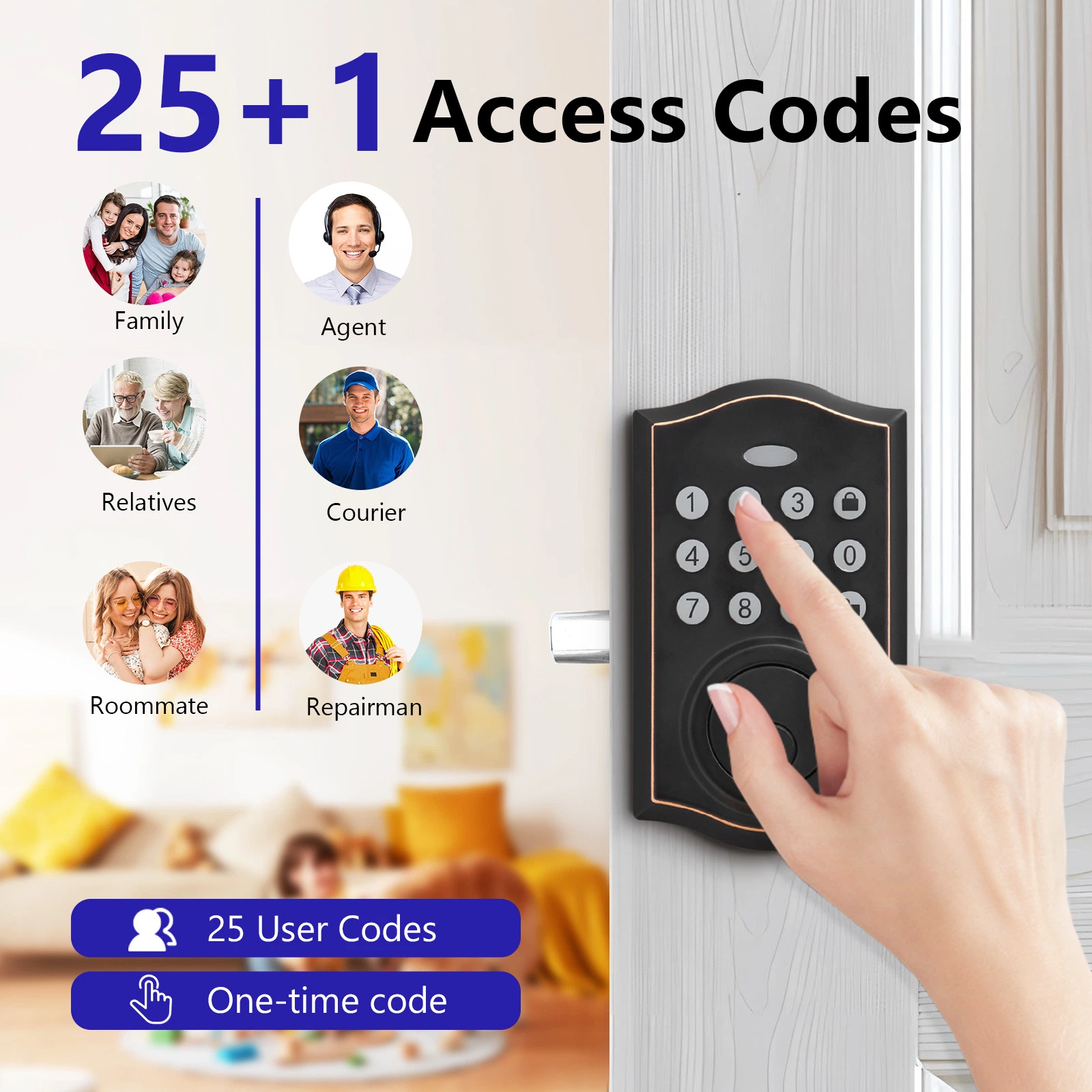 Front Door Handleset Smart Deadbolt Keyless Door Handle Key Lock Combination Lock Zinc Alloy Orb