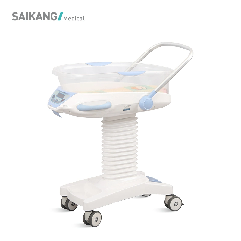 X01-4 Saikang Safe 2 Function Hydraulic Adjustable Newborn Pediatric Bed Electric Medical ICU Crib with Wheels