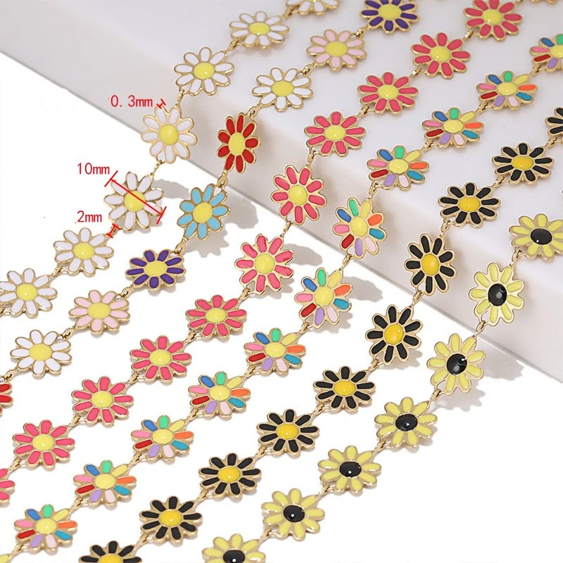 Stainless Steel Enamel Flower Chain for Jewelry Making More Colors for Choice