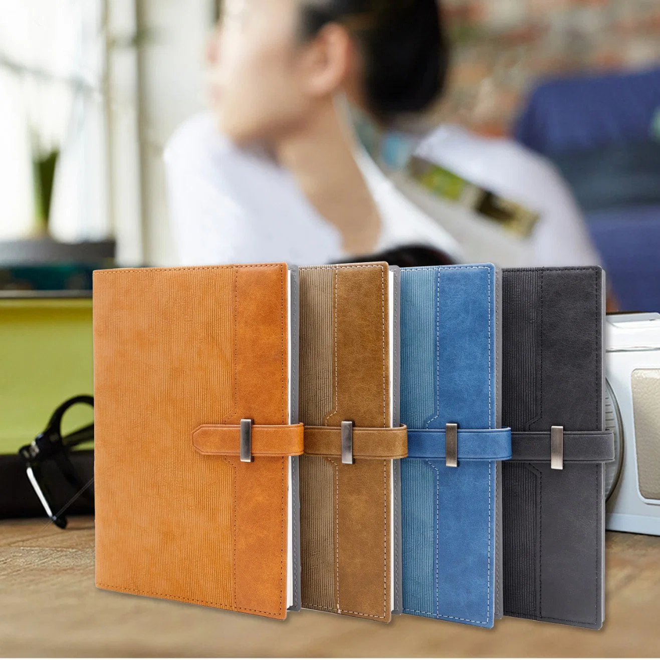 OEM Custom Logo A5 Hardcover Journal Travel Notebook PU Leather for Office