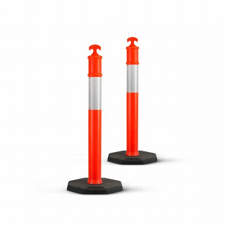 Roadway Safety T-Top Bollard Traffic Warning Post Black Rubber Basement Movable T Top Warning Post