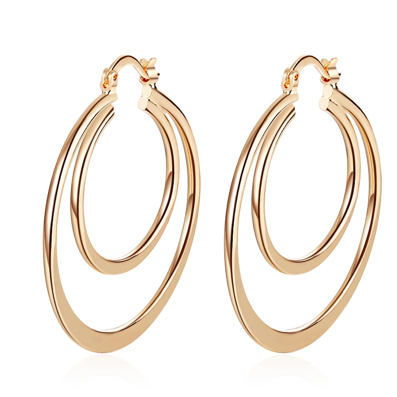 Costume Imitation Jewelry 14K 18K Gold Plated Simple Hoop Earring for Women