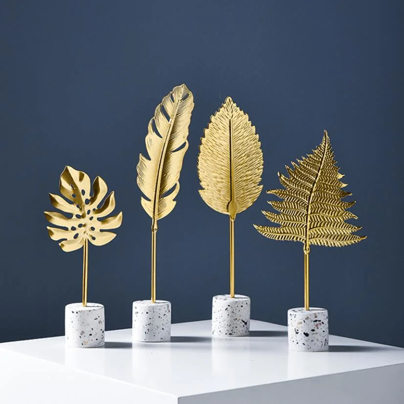 Creative Golden Leaves Simple Decorations Wine Cabinets Home Living Room TV Cabinets Desk Tops Turtle Leaves Home Decors