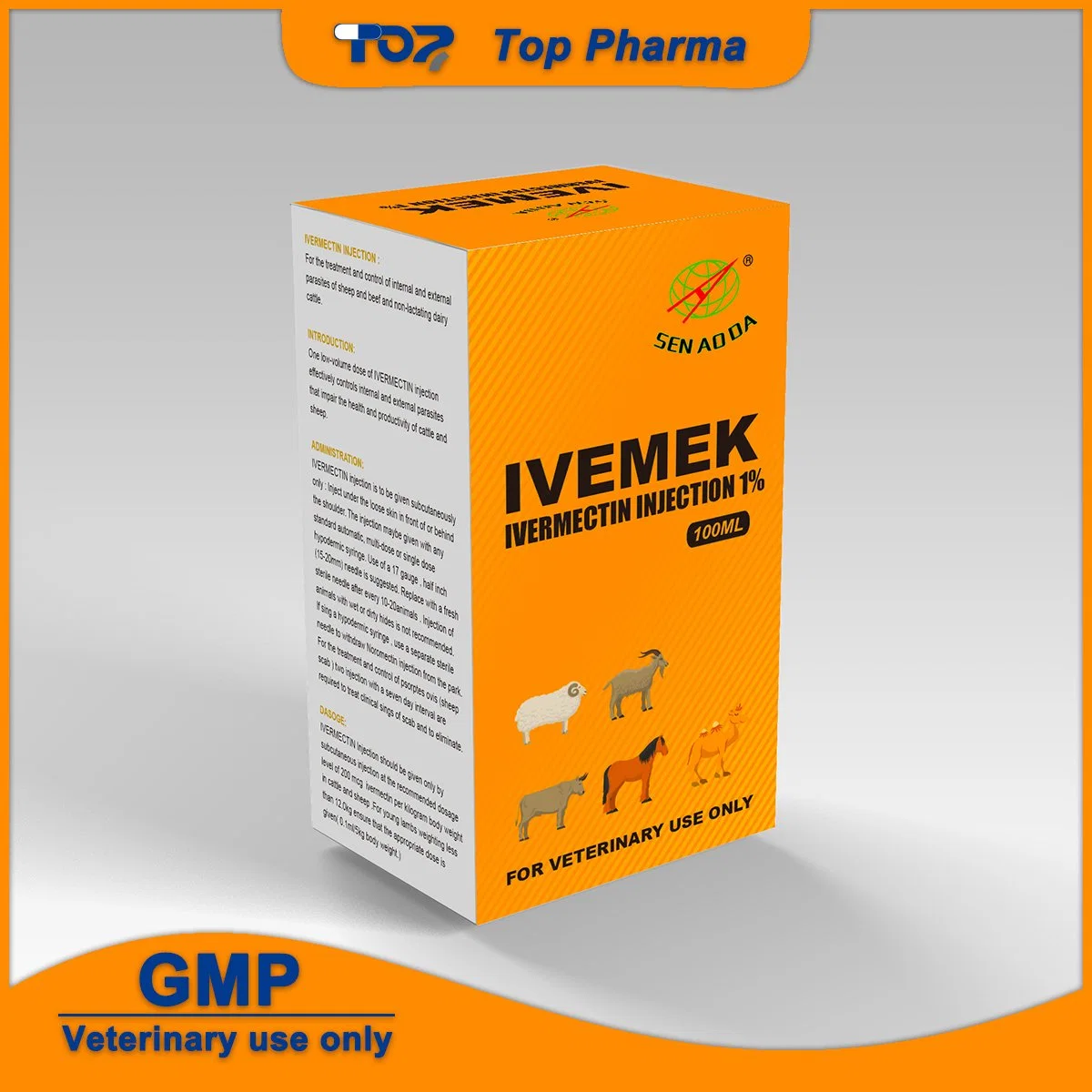 GMP Certification Veterinary Ivermectin 1% Injection 100ml