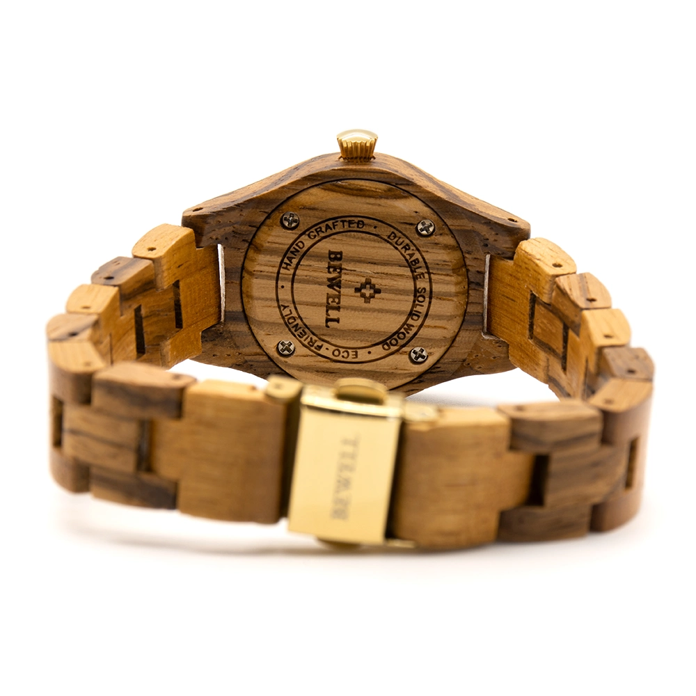 Bewell Fashion Gift 100% Holz Gemacht Gestonten Zifferblatt Frauen Handgelenk Wood Watch