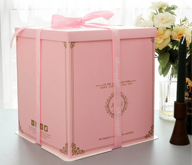 Custom Logo Strong Pet Tall Clear Plastic Wholesale/Supplier Paper Pink Cake Packaging Box