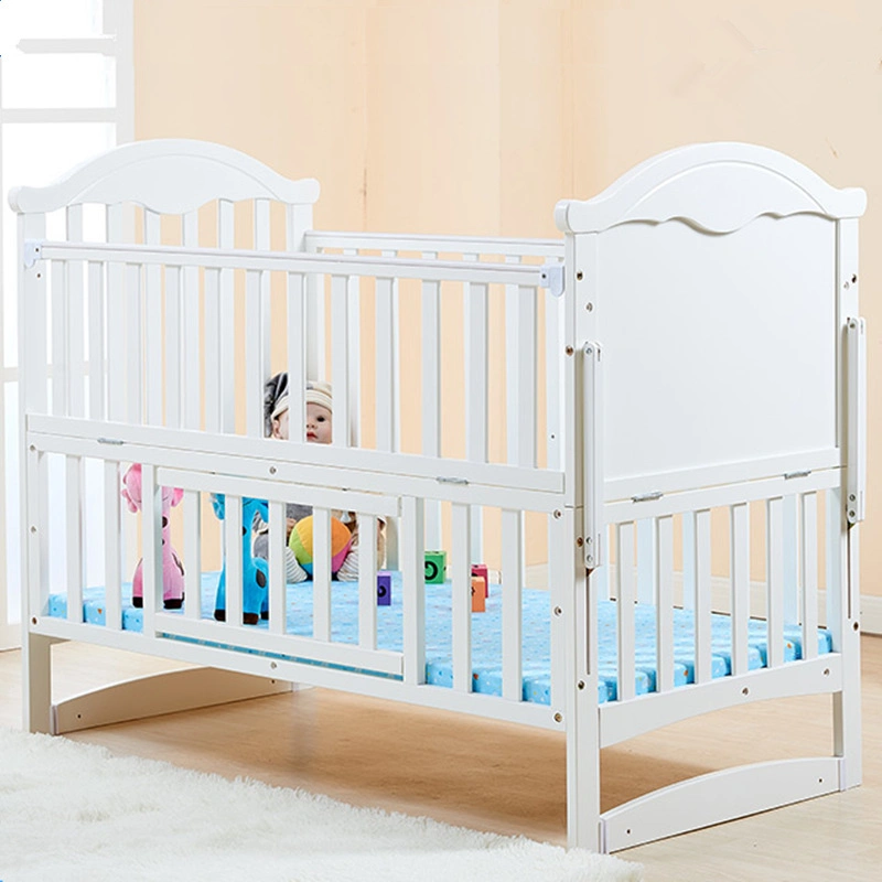 Baby Bed Multi-Functional Solid Wood Non-Painted Environmental Protection European Style Bed