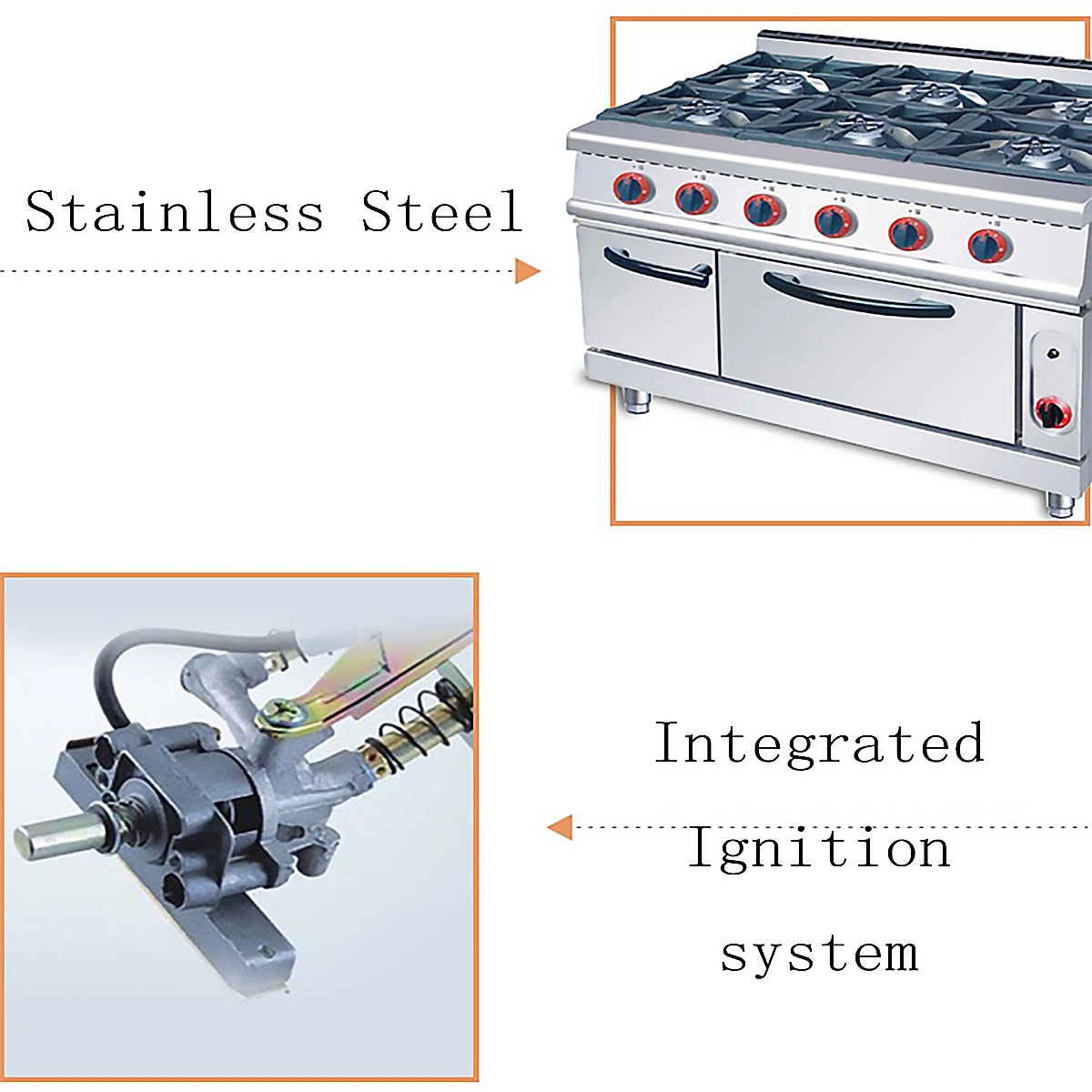 Hot Sales acero inoxidable con estufa gama de gas propano 4 Cocina de cocina de gas de mesa