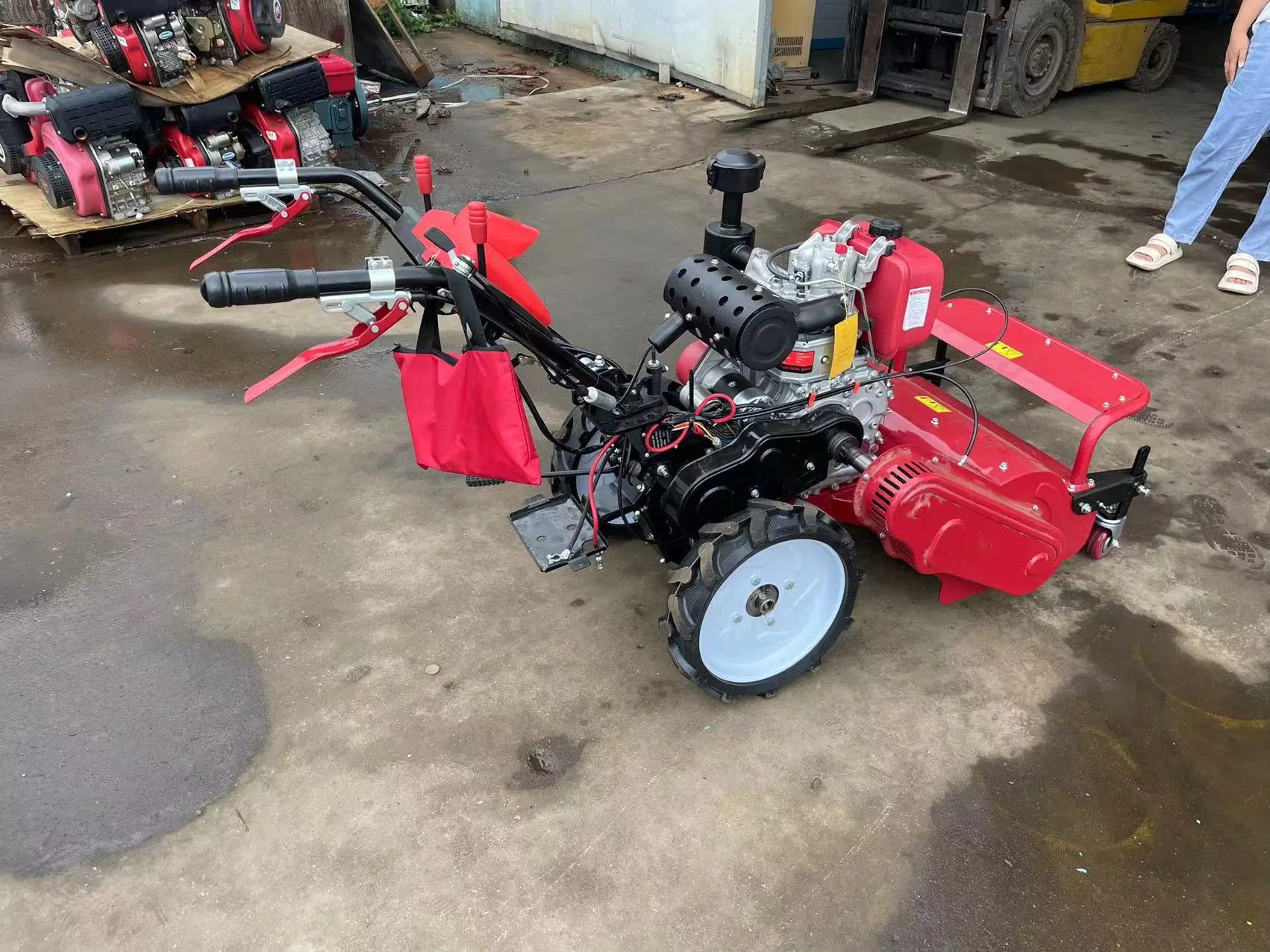 190f E-Start 60cm Width Flail Mower Straw Crusher Mini Power Tiller Grass Chopper