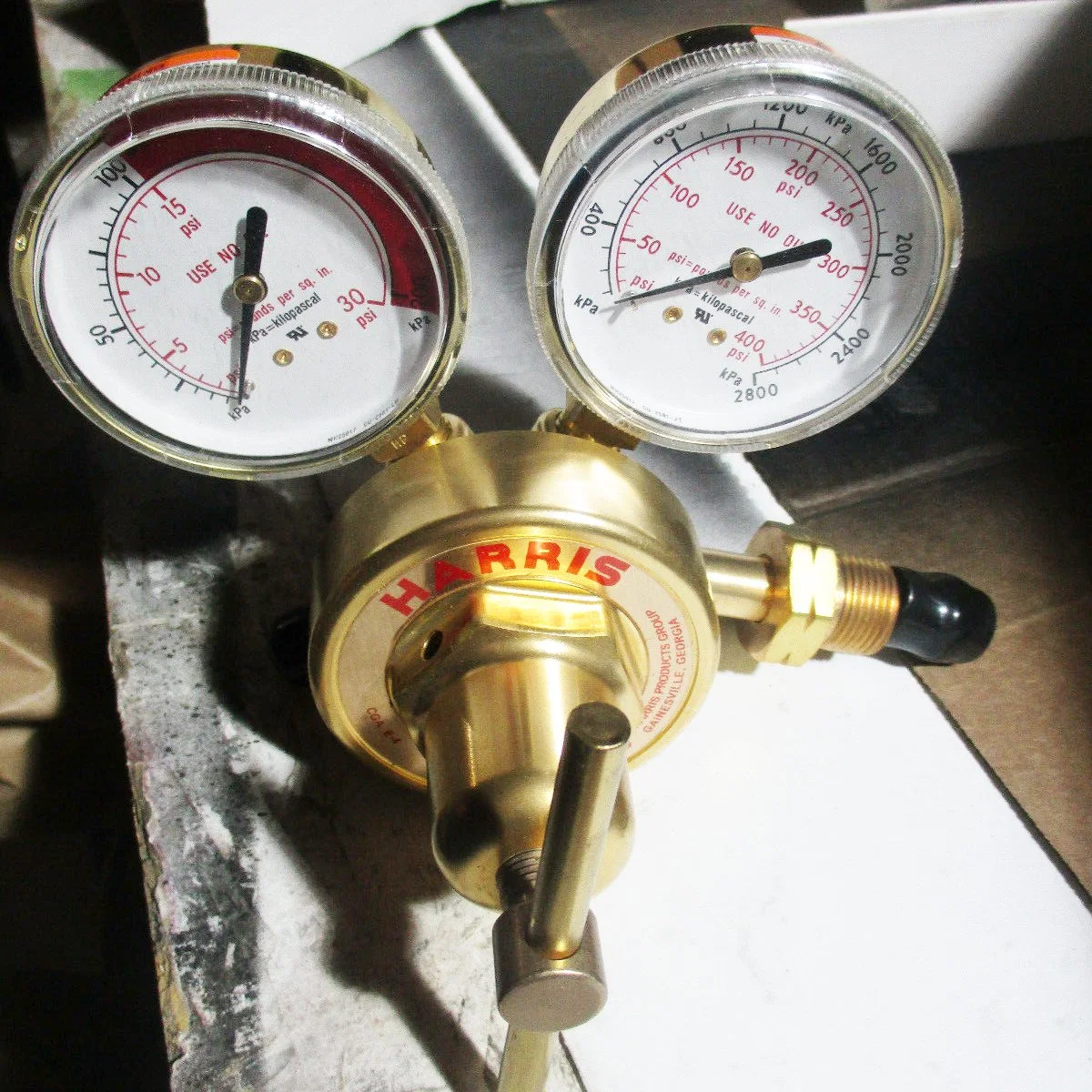 C2h2 Acetylene Ethyne Cylinder Gas Regulators with Pressure Gauges Harris Type Model 425-15-510 3000815 0-15 Psi 400 Psi Cga510