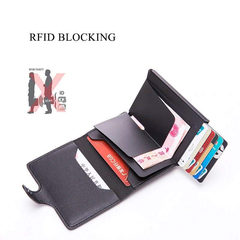 RFID Blocking Pop up Synthetic Soft Leather Business Wallet ID Credit Card Holder