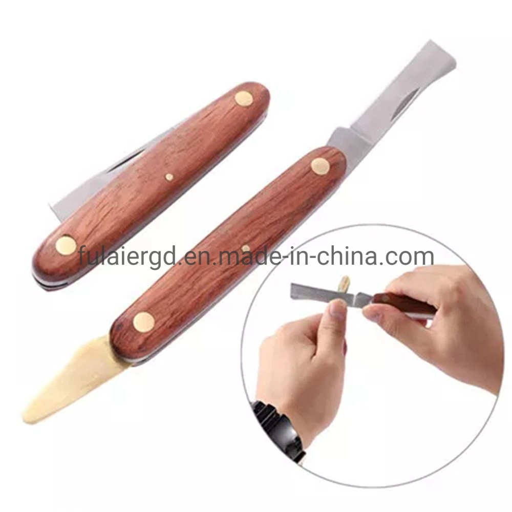 Poignée en bois d'élagage couteau Couteau de poche de pliage de greffage couteau en herbe