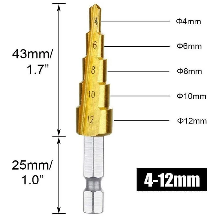 3pcs High-Speed Betonstahl Stufenbohrer für Holz und Trittstufe Für Den Harten Einsatz