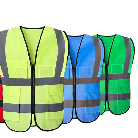 100% Chaleco de seguridad de poliéster para hombre HiVis de alta seguridad reflectiva Chaleco ropa de trabajo