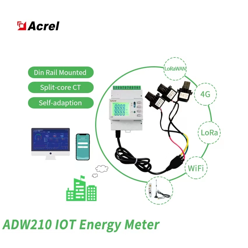 إنترنت الأشياء اللاسلكي Arel ثلاثي المراحل وSingle Phase DIN Rail جهاز قياس الطاقة مع عداد كهرباء RS485 Adw Adl Sereis kWh مقياس الطاقة 4 جي واي فاي لورا اختياري