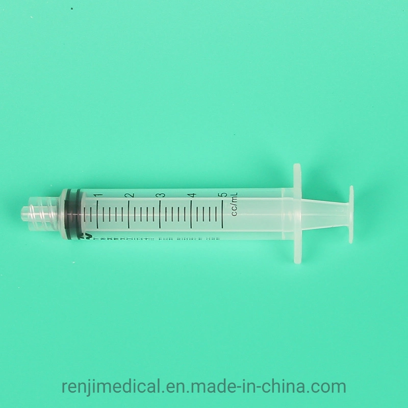 Disposable Medical 5ml Injection Plastic Luer Lock/Slip Syringe with Needle