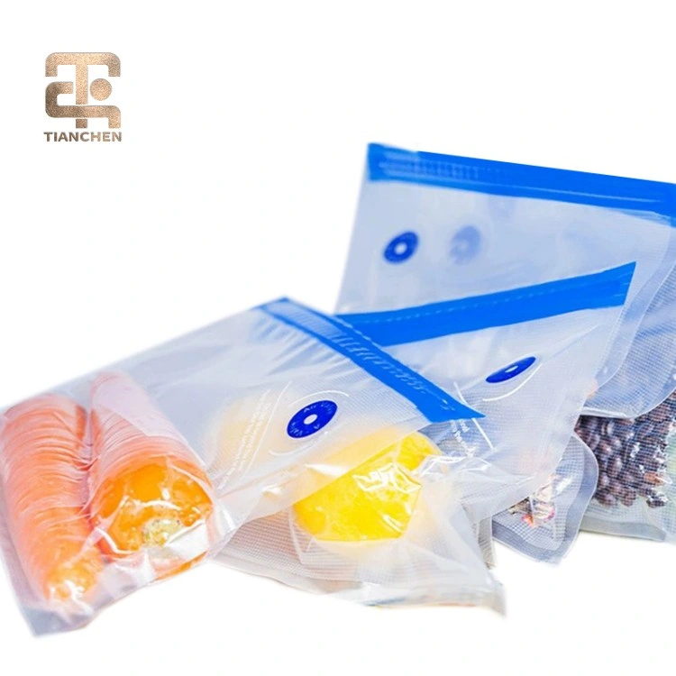 Transparent Nylon Embossed Packing Vacuum Storage Sealer Valve Air Bags for Food