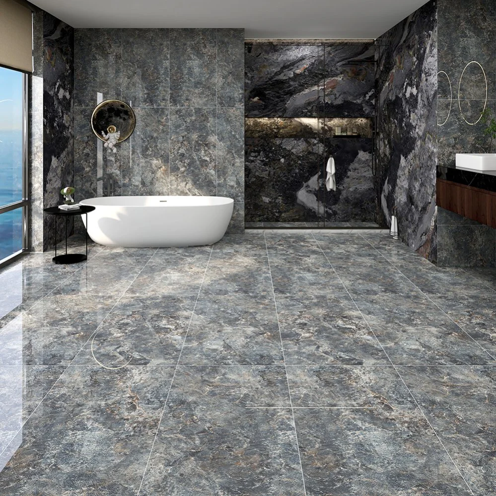 Blue Color Marble Porcelain Tile 600X1200 Floor Tile Kitchen or Living Room