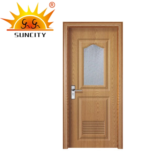 Interior Frosted Glass Price PVC Bathroom Door with Window (SC-P128)