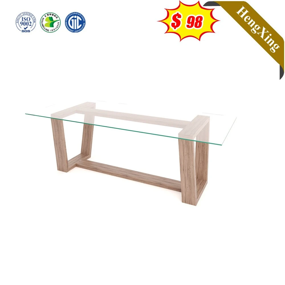 Simple Design Modern Home Living Room Furniture Set Sofa Side Table Center Desk Glass Coffee Table with Wood Legs