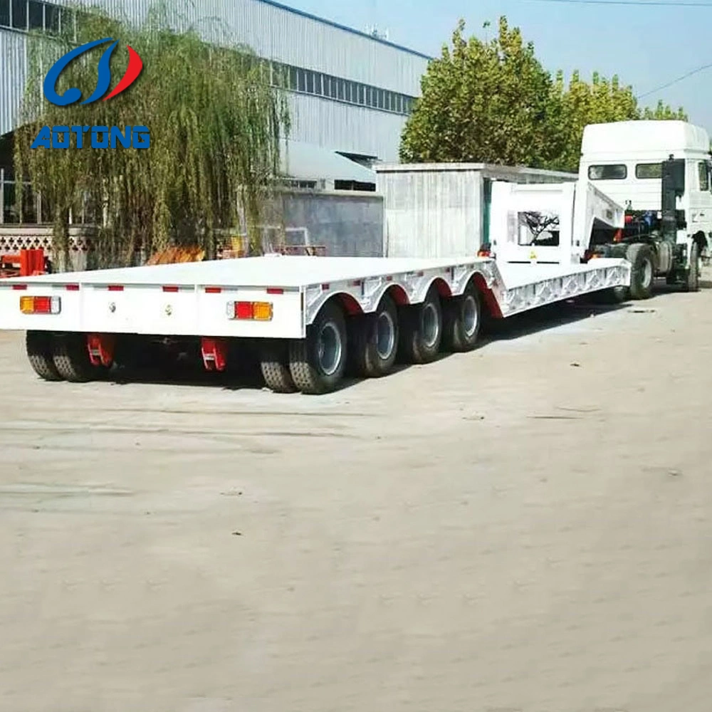 Double Axis Drop Deck Semi Trailer with Tri-Angle Widening Support