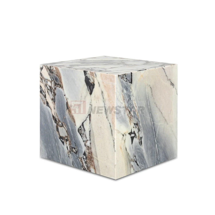 Marble Table Manufacture Wholesale/Supplier Nordic Stone Cube Side Plinth Cafe Table Living Room Furniture Sofa End Tea Marble Coffee Table