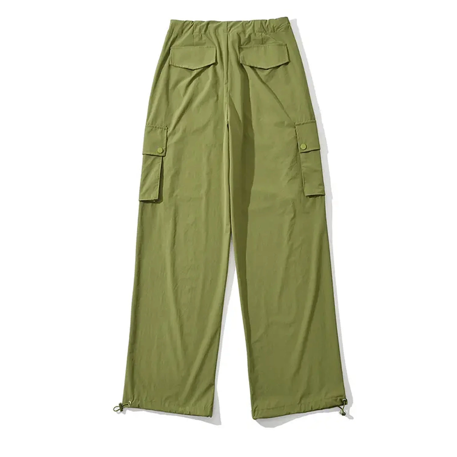 Women Loose Stylish Fashion Drawstring Waist Windproof Leisure Cargo Pants with Pockets