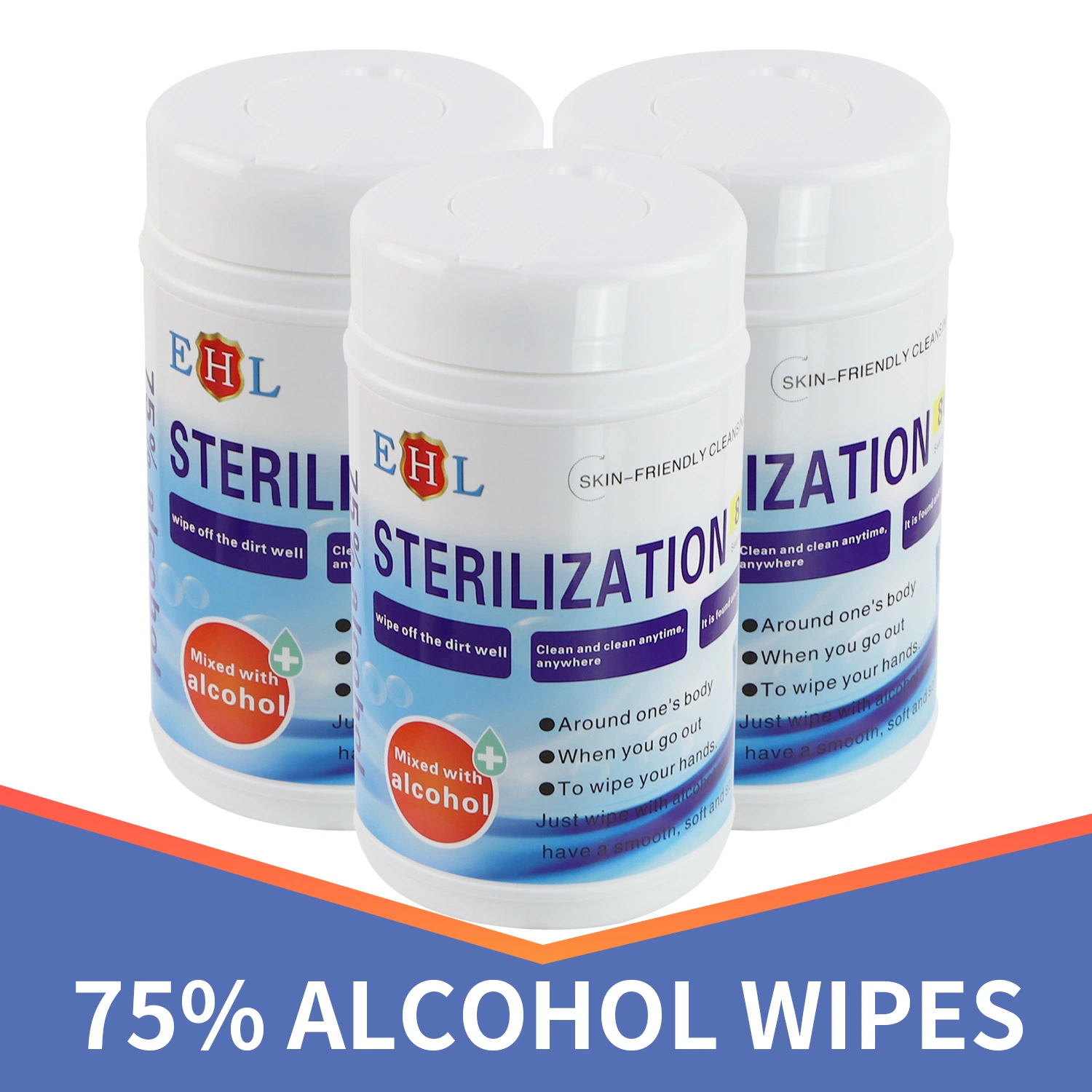 EPA Register 75% alcohol 100pcs paño sanitario antiséptico matar 99% Gérmenes