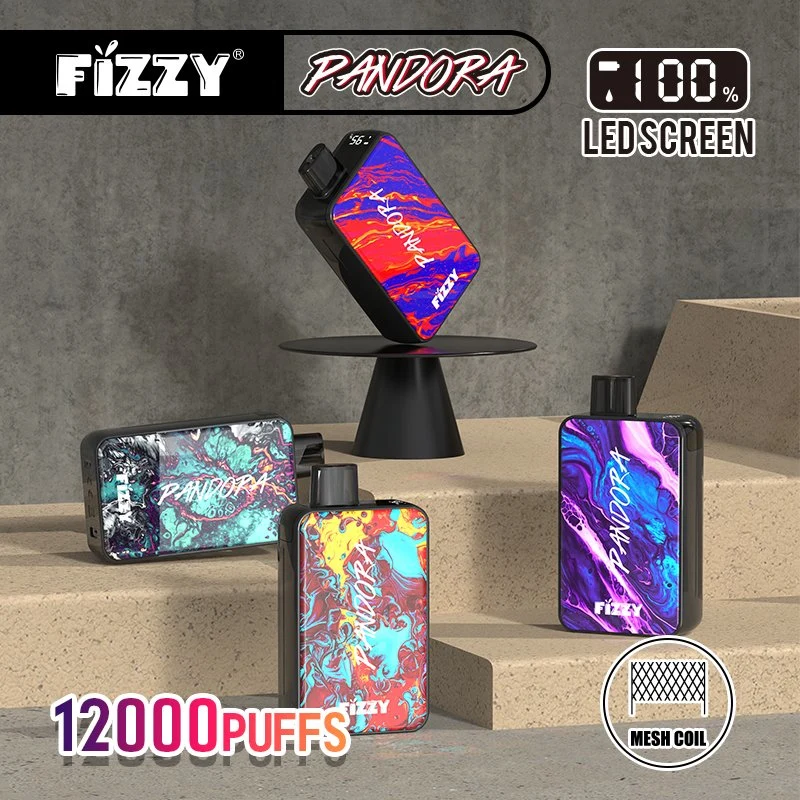 أحدث شاشة رقمية أشرطة تبخير شاشة عرض قابلة للاستخدام من قبل Vape Fizzy Pandora 12000puff E-Cigarette