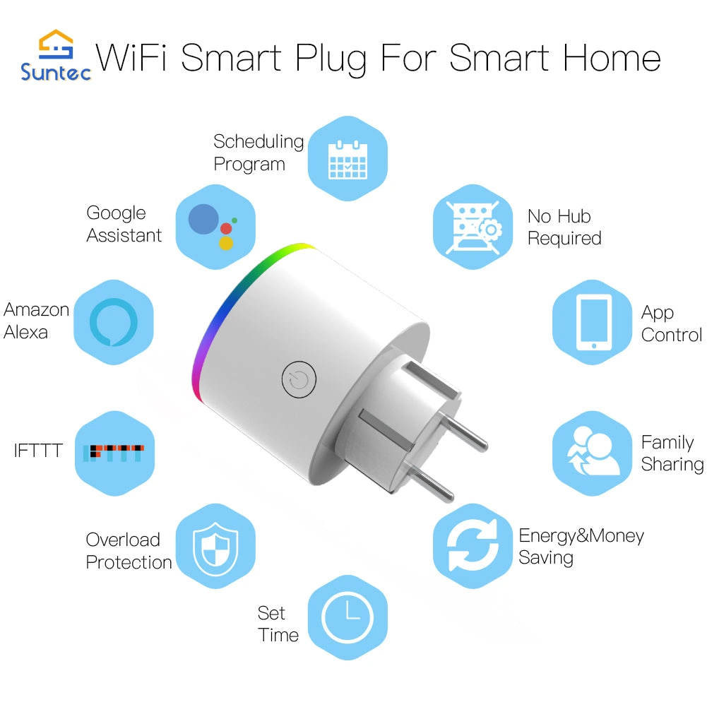 جملة Tuya Smart Home WiFi Power Wall Socket Plug with وظيفة مراقبة الطاقة