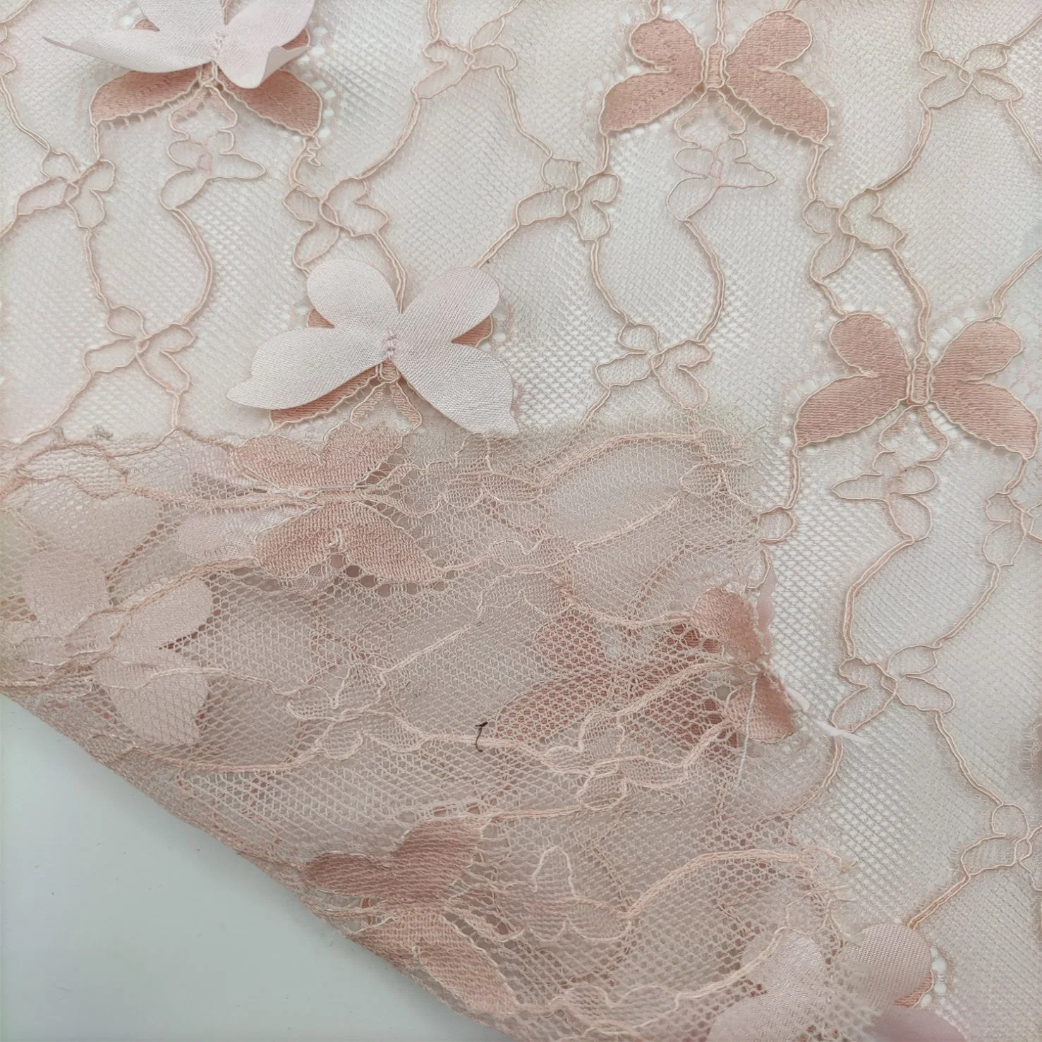 Nylon Spandex Lace with 3D Butterfly Embroidery Fabric for Garment Fabric