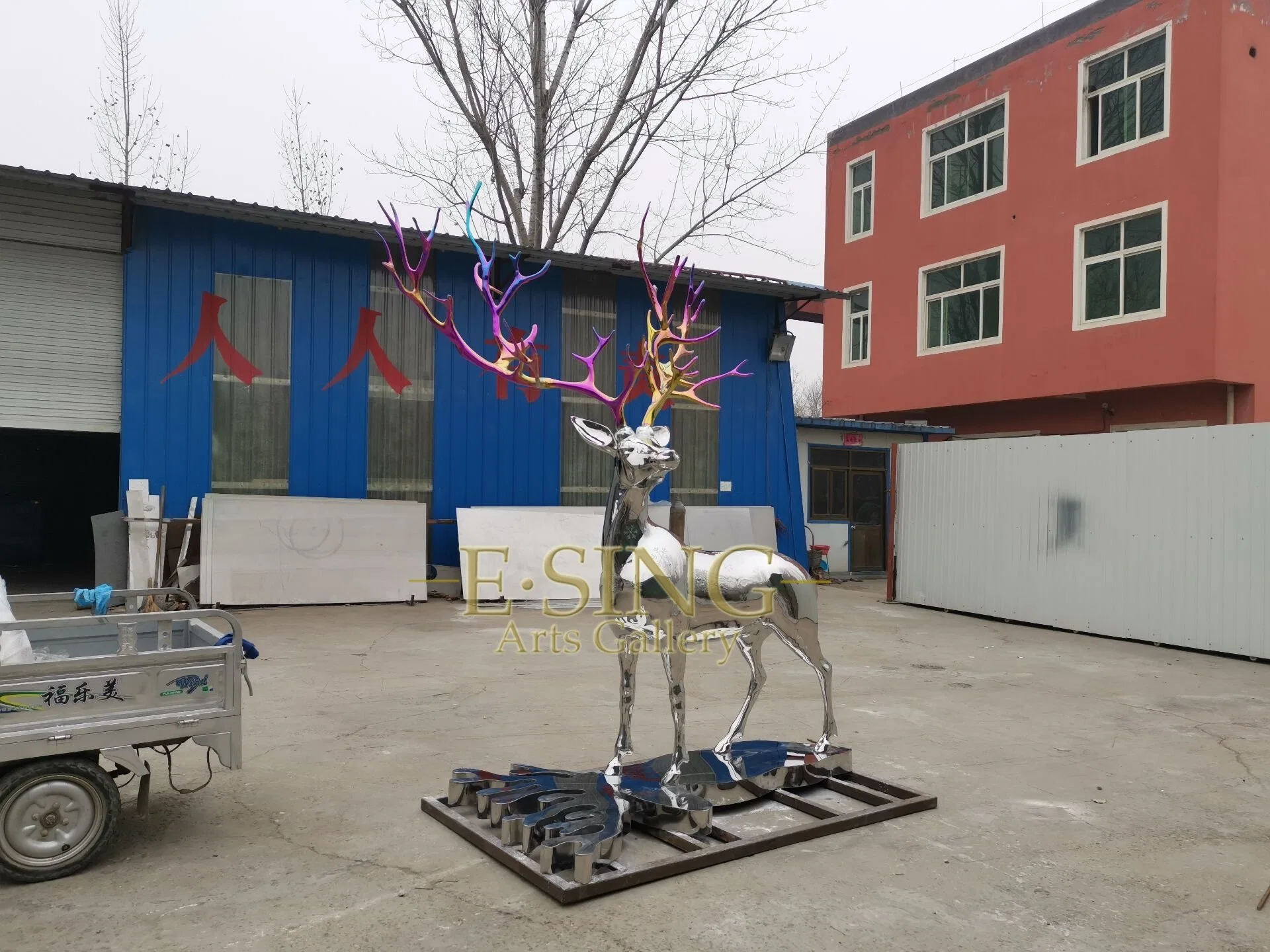 Горячая продажа металла сад из нержавеющей стали статуями оленей скульптуры в городе