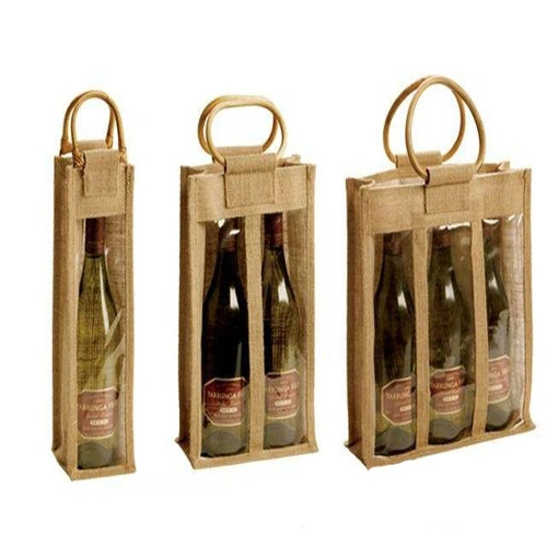 Custom Design Jute Brandy Bottle Bag