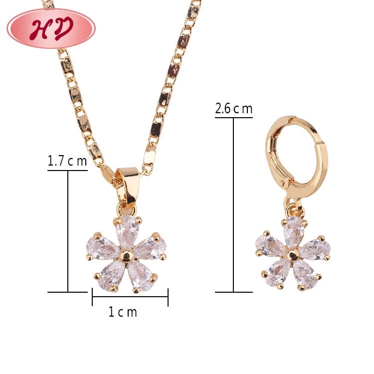 Costume Hengdian Wholesale/Supplier Fashion Imitation Gold Plated Earring Sets Pendant Necklace Jewelry