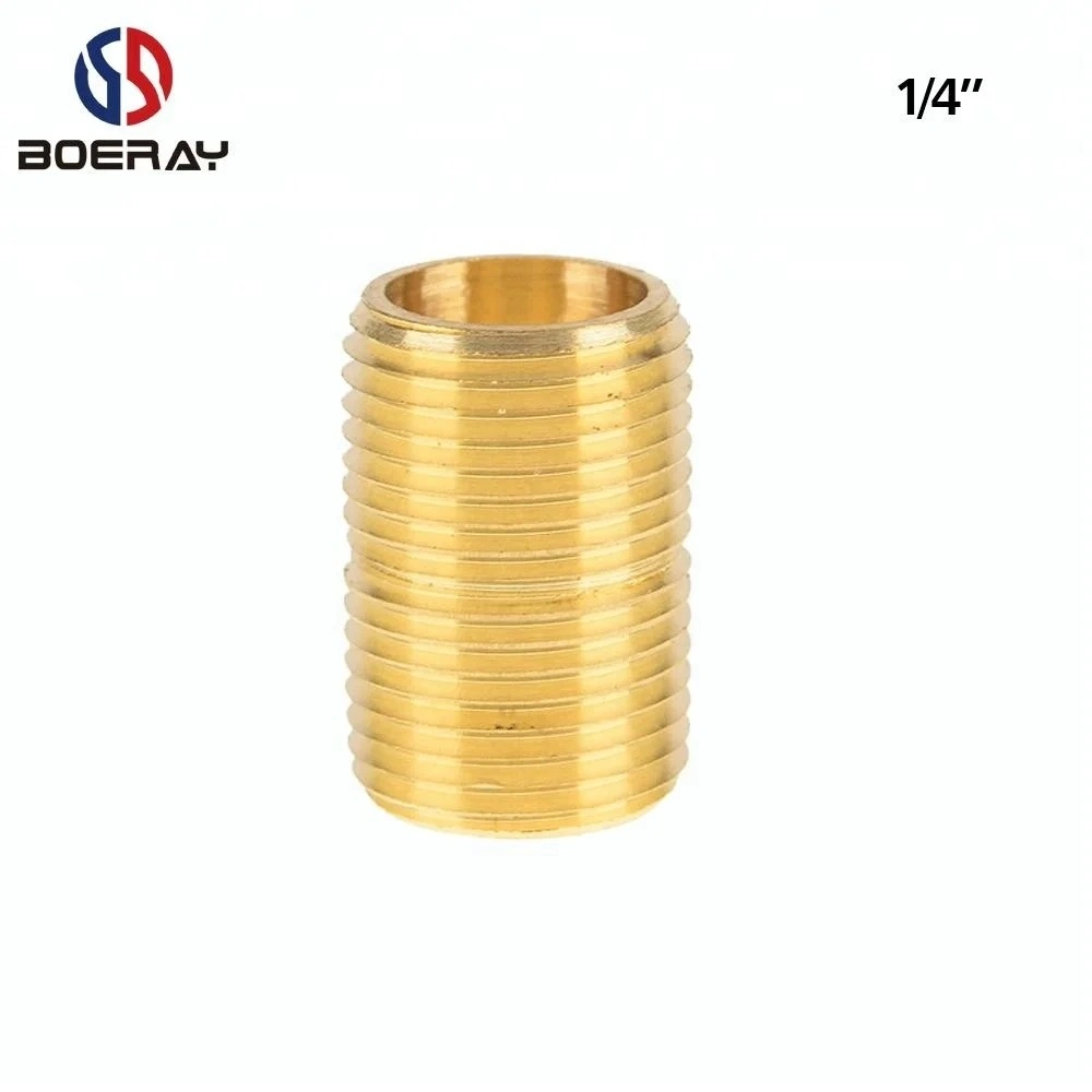 SAE NPT Standard 1/4" Male Brass Pipe Hosefitting Close Nipple CNC Machining Milling Turning Precision OEM Spare Parts Hydraulic Pump Hoses Connector Fittings