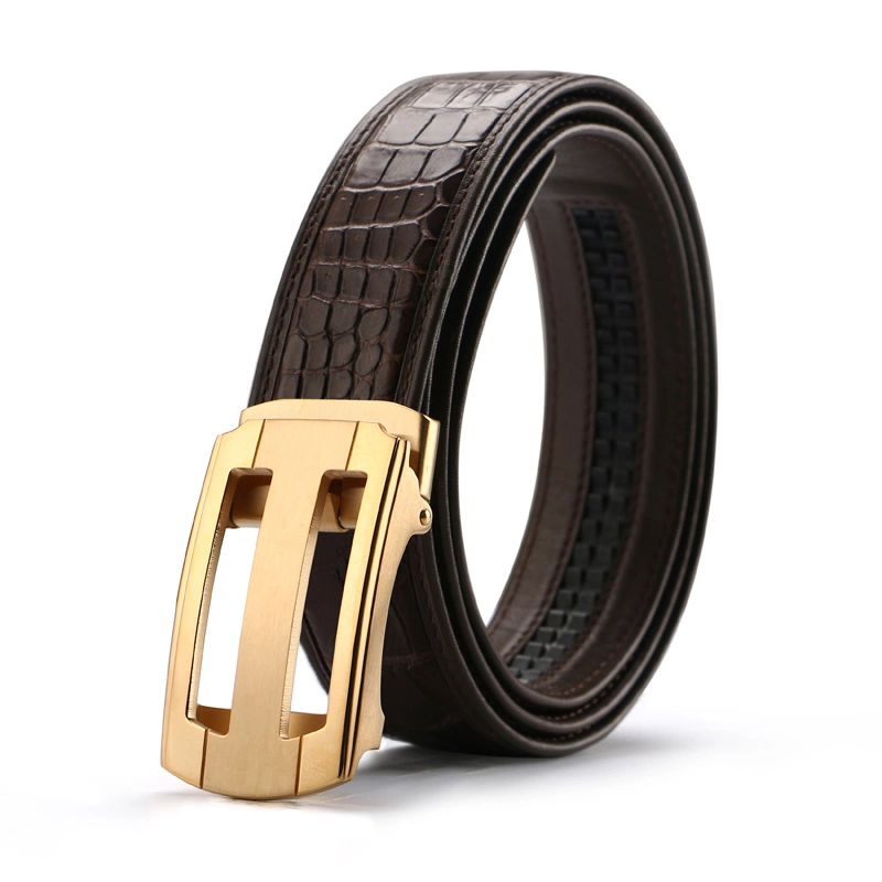 Custom Men Automatic Buckle Genuine Crocodile Belly Leather Waist Belts