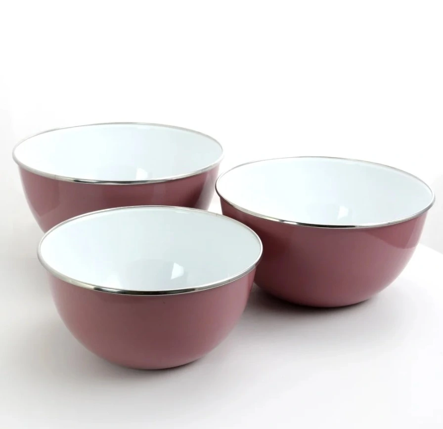 Factory Wholesale/Supplier Enamel Mixing Bowls with Plastic Lids 20cm Enamel Bowls