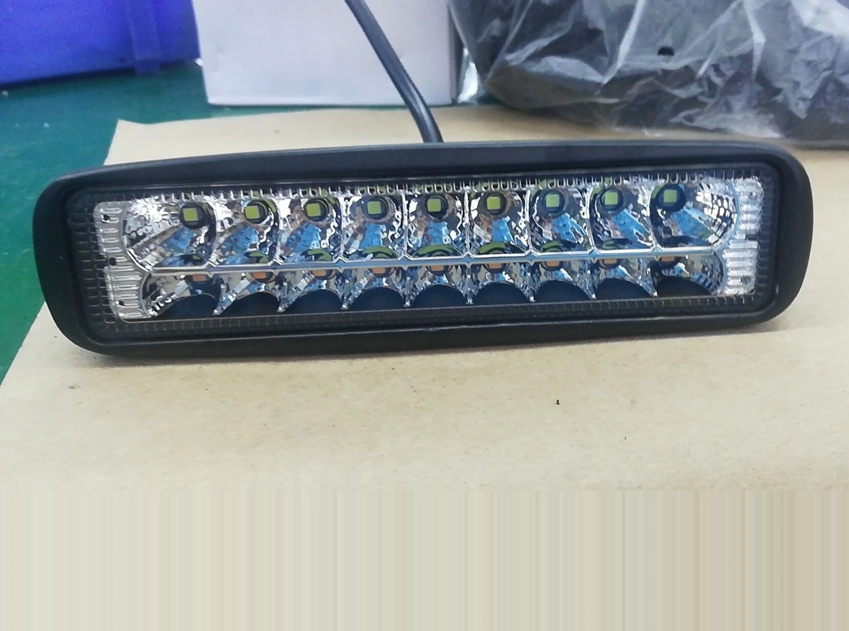 Toplead DC10-30 V 18W luz LED de trabajo dos colores, el Spot/ Funciones de la luz estroboscópica Testigo de Flash 6" haz puntual de rectángulo con Luz estroboscópica