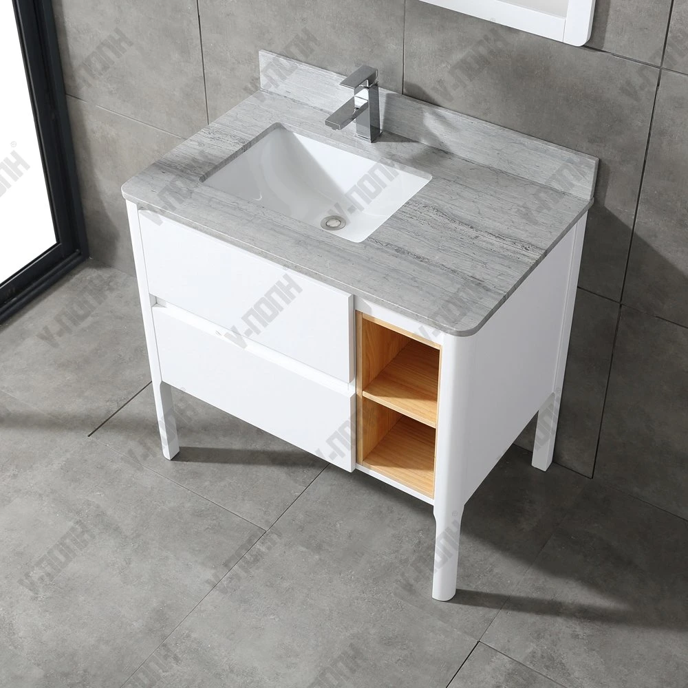 Commercial Modern Solid Wood Bathroom Vanity Sets with Side Cabinet