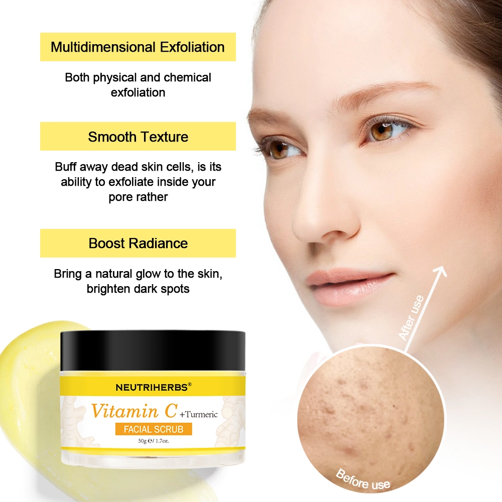 Exfoliación de la OEM Anti-Acne Exfoliator multidimensional de la limpieza de la vitamina C la cúrcuma Face Scrub