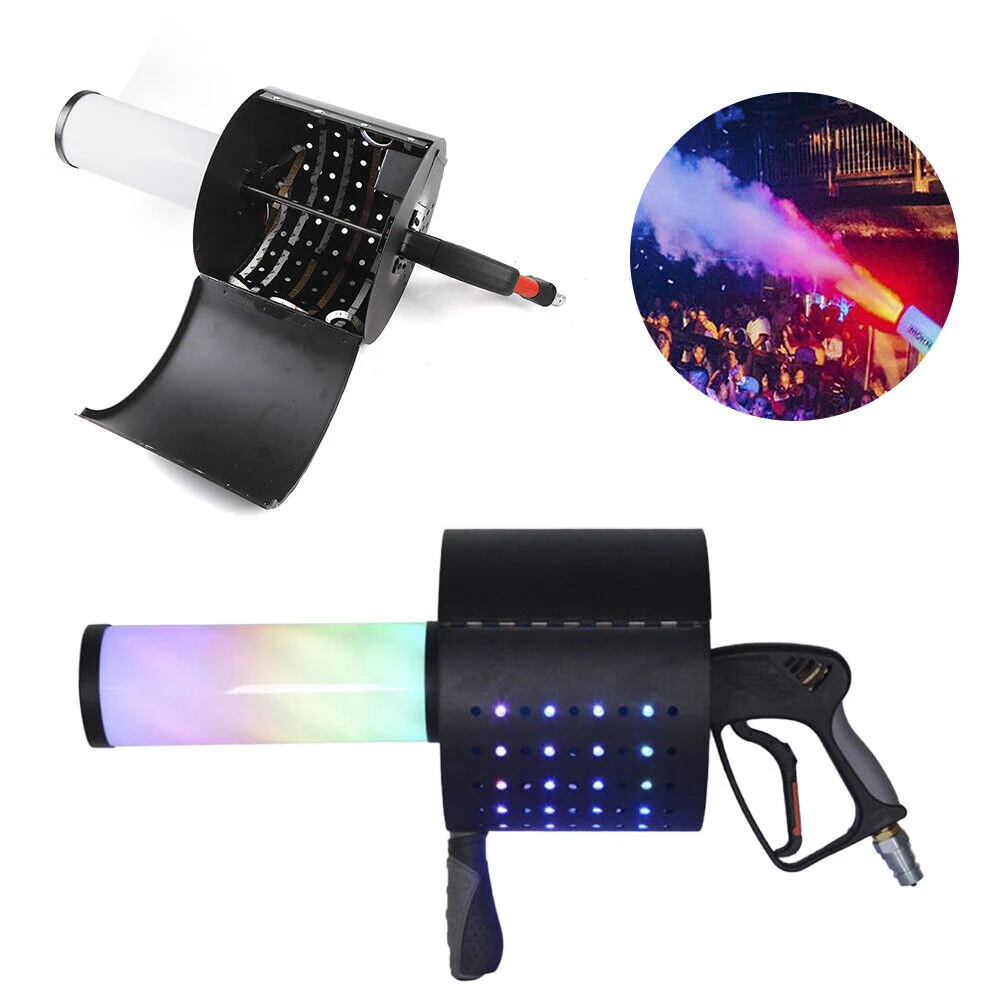 Special Effect with 4X3w LED RGB Manual Handheld Shooter CO2 Confetti DJ CO2 Gun Machine with 3m Hose