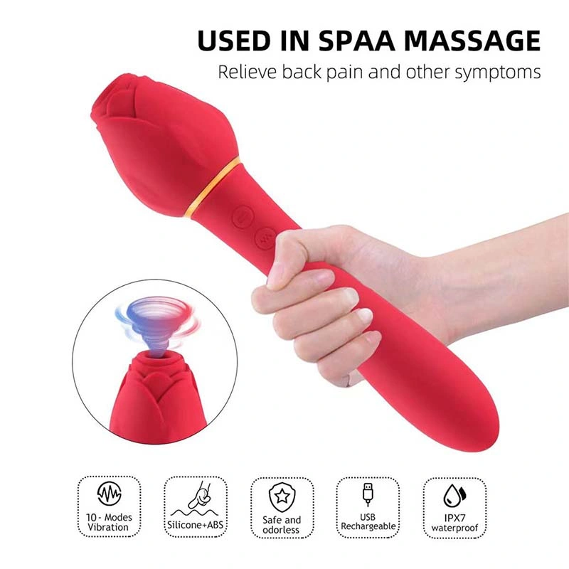 Silicone 10 Speed Dildo G-Spot Vibrator for Women Soft Wand Female Clitoris Pussy Red Sex Toys Rose Shape Heated Pussy Vibrator