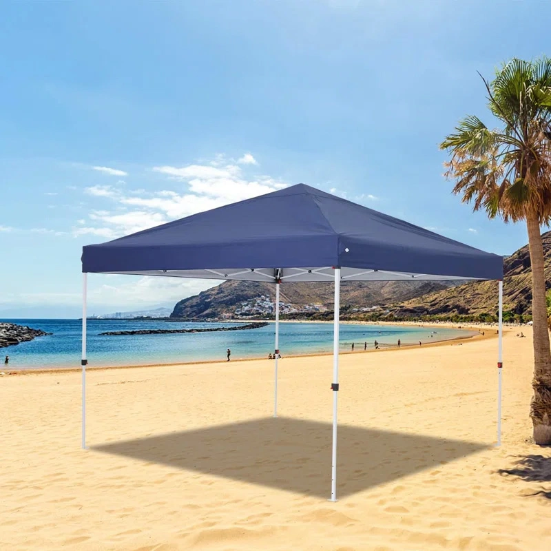 مظلة منبثقة 10x10 مع جدران جانبية، خيمة فورية محمولة مغلقة، مأوى الشاطئ الشمسي (أزرق)