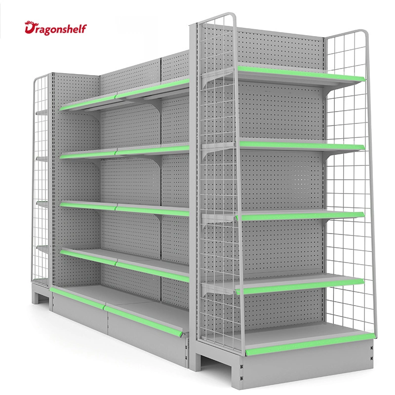 Factory Outlet Double-Sided Supermarket Shelves Gray Display Convenience Store Supermarket Shelves