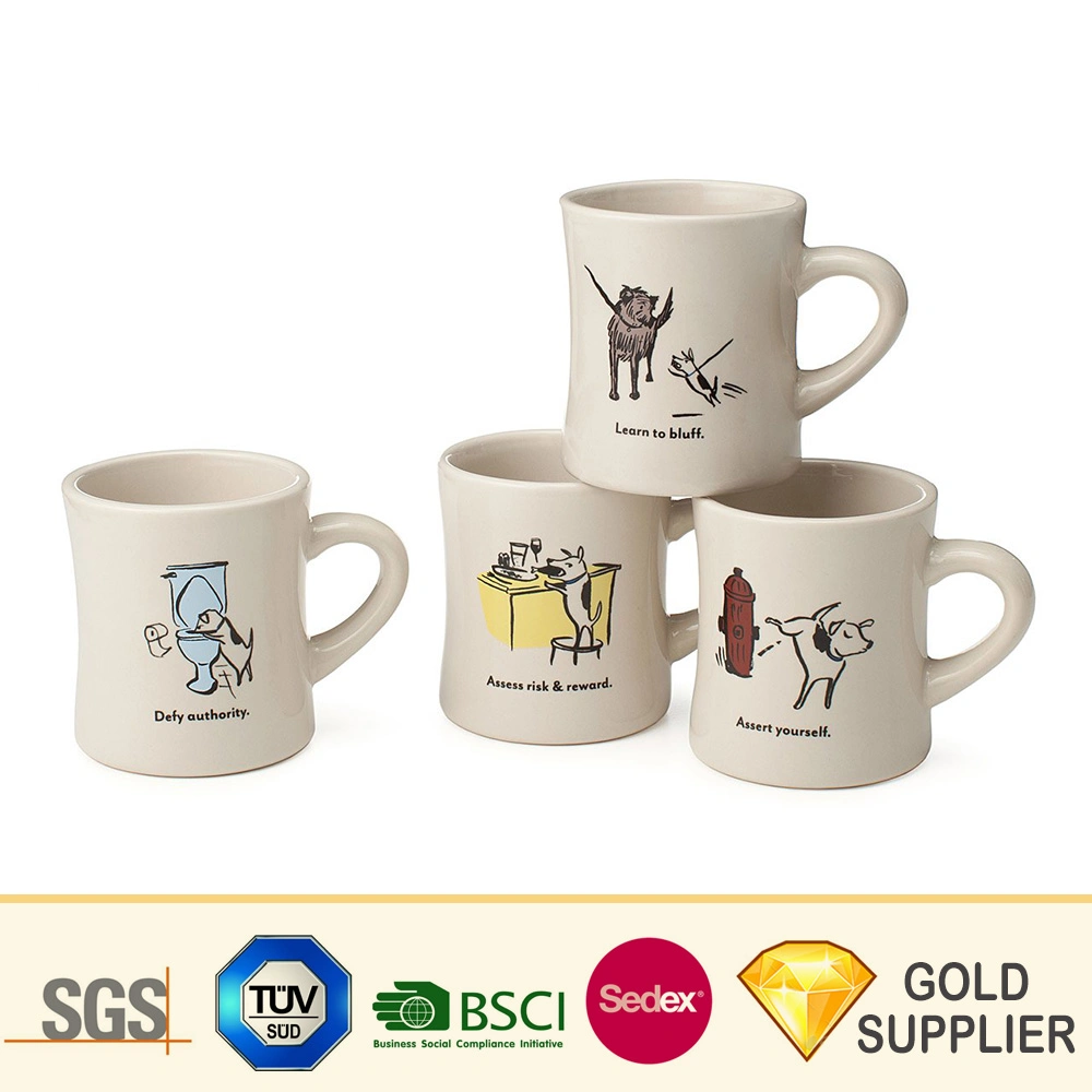 Taza de cerámica esmaltada con logo impreso de sublimación personalizada de alta calidad, automezcladora, para cerveza, café, té y viajes.